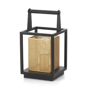 Luminosa Malik Box Table Lamp, Black, Gold