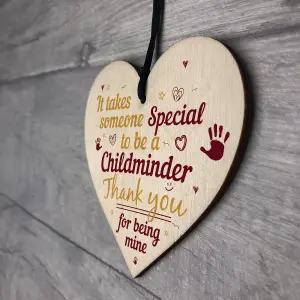 Red Ocean Special Childminder Shabby Chic Heart Babysitter Plaque Thank You Sign Birthday Love Gift