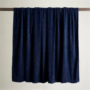 Dunelm Chenille Throw Blanket, Size: 200cm X 200Cm, Blue, Navy