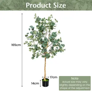 Costway 165cm Artificial Eucalyptus Tree Fake Decorative Houseplant with Plastic Pot