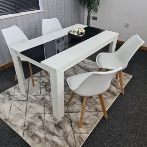 Kitchen Dining Table With 4 Chairs White Black Table (140x80x75) 4 White Tulip Chairs, Kitchen Dining Room Furniture