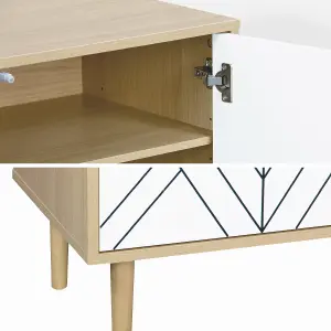 sweeek. 60cm wood-effect TV stand Mika White 160x40x56 cm