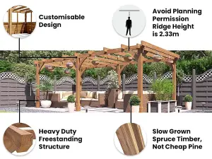 Dunster House Wooden Pergola Garden Plant Frame Furniture Kit Leviathan 6m x 3m