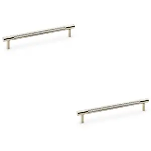 2 PACK - Knurled T Bar Door Pull Handle - Satin Nickel - 160mm Centres Premium Drawer