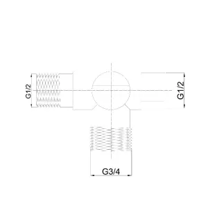 Hommix Three-Way Ball Valve Three connections: Male 1/2 inch, Female 1/2 inch, Male 3/4 inch