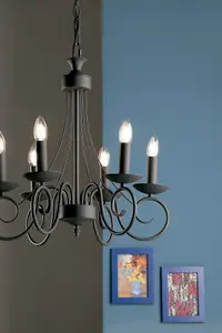 Luminosa BEATRICE 6 Light Chandeliers Anthracite 50x52cm