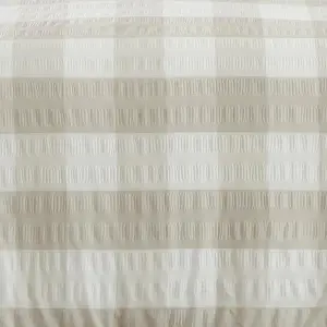 Seersucker Gingham Textured Natural Duvet Cover Set