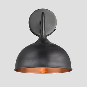 Industville Chelsea Dome Wall Light, 8 Inch, Pewter & Copper, Pewter Holder