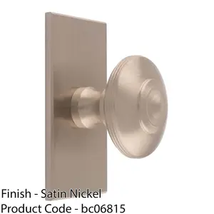 42mm Round Cabinet Door Knob & 76x40mm Matching Backplate - Satin Nickel Handle