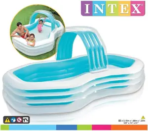 INTEX CABANA LARGE FAMILY POOL - SEAT AND SPRAYER - KIDS FUN - PADDLING SWIMMING