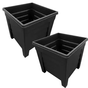 2x Black 33cm Spacious Grosvenor Flower Plant Pots For Home & Garden