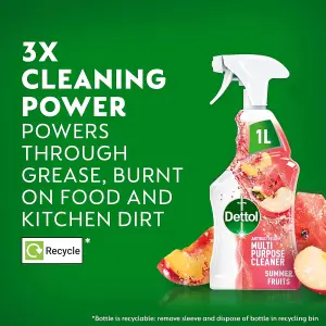 Dettol Antibacterial Multipurpose Cleaning Spray, Summer Fruits Fragrance, Multipack 1L x 3