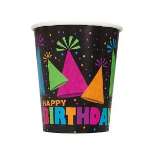 Unique Party Paper Neon Party Cup (Pack of 8) Multicoloured (One Size)