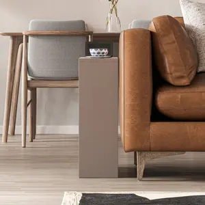 Beeler Modern Slim Compact Side Table Light Mocha