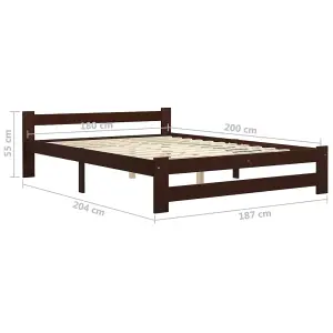 Berkfield Bed Frame Dark Brown Solid Pine Wood 180x200 cm 6FT Super King