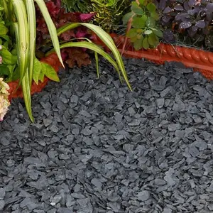 Charles Watson 40mm Welsh Slate Charcoal Grey Decorative Garden Chippings Large Approx. 20kg Polybag