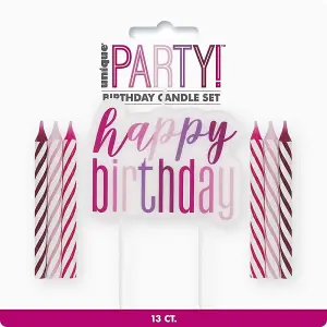 Unique Party Happy Birthday Candles Set (Pack of 7) Purple/Pink/Magenta (One Size)