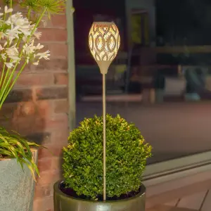 Festive Lights 75cm Sandstone Solar Metal Stake Light Garden Pathway Outdoor IP44 Lighting