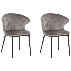 Set of 2 Dining Chairs AUGUSTA Velvet Grey