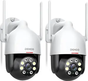 DEKCO 2K Security Camera Outdoor, CCTV Camera With Auto Tracking, Sound-Light Alarm, Wifi Home Security Camera Support Pan-Tilt 360° View, 2-Way