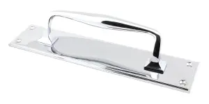 From The Anvil Polished Chrome 300mm Art Deco Pull Handle on Backplate