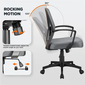 Yaheetech Ergonomic Mid-back Swivel Mesh Office Chair - Dark Grey