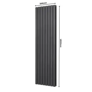 Nes Home 1800 X 546 mm Double Flat Panel Matte Black Radiator