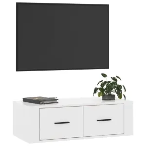 Berkfield Hanging TV Cabinet High Gloss White 80x36x25 cm Engineered Wood