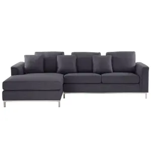 Right-Hand Corner Sofa OSLO Dark Grey Fabric Right Hand