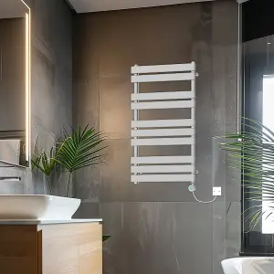 Rinse Bathrooms Smart WiFi Thermostatic Electric Bathroom Flat Panel Heated Towel Rail Radiator with Timer 1000x600mm - Chrome