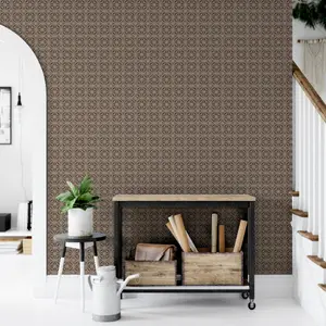 Hotel Luxe Moorish Mosaic Chocolate Brown Wallpaper