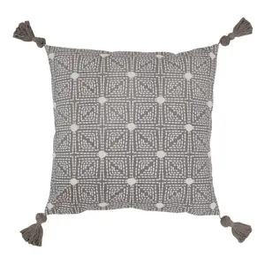 Geometric Square Throw Cushion (Set of 2) Grey / Feather