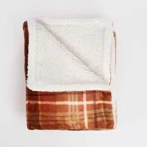 OHS Felix Flannel Check Fleece Throw - Rust