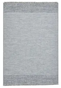 Plaid Flat Weave Easy Clean Rug - Beige/Blue - 160x220