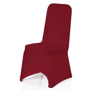 Polyester Spandex Chair Covers for Wedding Decoration - Burgundy, Pack of 10