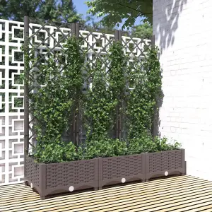 Berkfield Garden Planter with Trellis Brown 120x40x121.5 cm PP