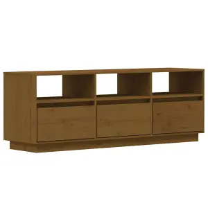 Berkfield TV Cabinet Honey Brown 140x37x50 cm Solid Wood Pine