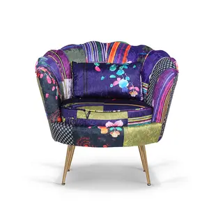 Fabric Patchwork Daisy Accent Chair