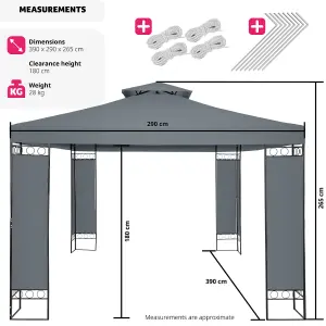 Gazebo Leyla - 3.9 x 2.9 m, water repellent, 50+ UV protection, double roof system - anthracite