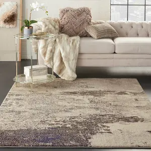 Ivory Grey Abstract Graphics Modern Rug for Living Room Bedroom and Dining Room-66cm X 114cm