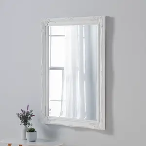 Burdette Glass Flat Wall Mirror White / 103 cm H x 73 cm W