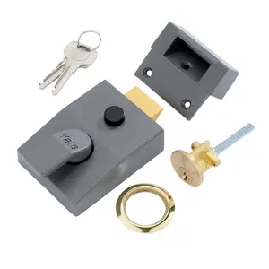 Yale Grey Brass effect 60mm Left & right-handed Deadlock Night latch, (H)70mm (W)93mm