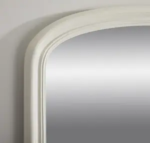 Overmantle Mirror Osborne Arched Shape with Ivory Frame- H 94cm x W 119cm x D 4cm for Hanging Above the fireplace, Dressing Table