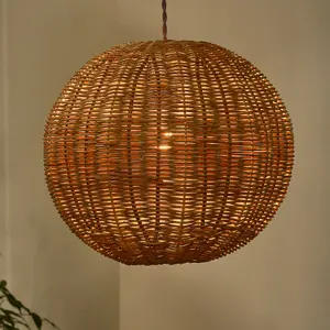 Traditional Roscoe Rattan Round Easy Fit Decor Ceiling Shade H30 x D35cm