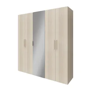 GoodHome Atomia Freestanding Matt oak effect Chipboard Mirrored Wardrobe (H)2250mm (W)750mm (D)580mm