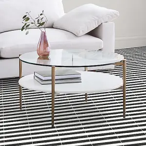 Quadrostyle Stripes Ink Black Wall and Floor Tile Vinyl Stickers 30cm(L) 30cm(W) pack of 4