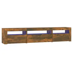 Berkfield TV Cabinet with LED Lights Smoked Oak 195x35x40 cm