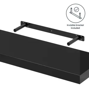 GoodHome Cusko Gloss black Rectangular Floating shelf (L)80cm x (D)23.5cm