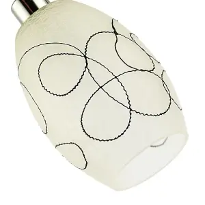 Contemporary Frosted White Crackle Glass Pendant Light Shade with Black Swirls