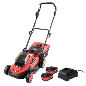 Excel 18V Brushless Lawn Mower 330mm 5 Adjustable Height with 2 x 5.0Ah Battery & Charger